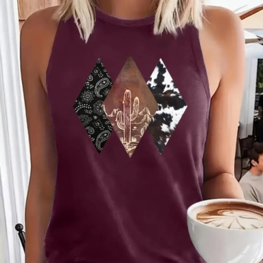 Western print racerback tank